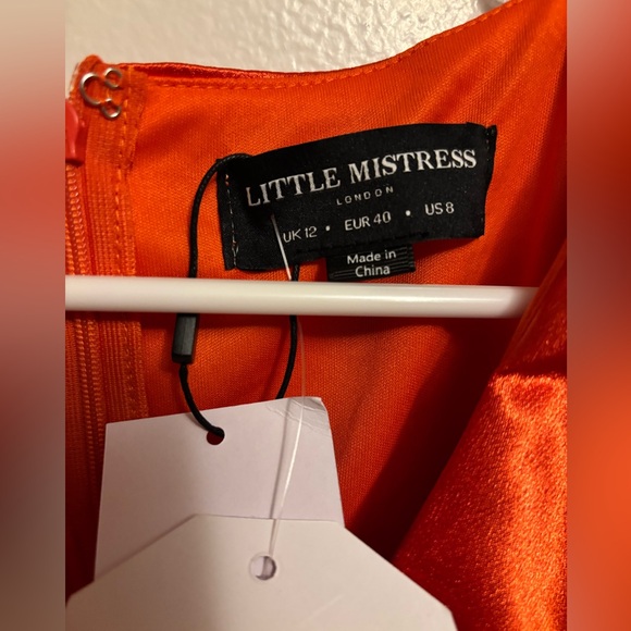 NWT Little Mistress Bridesmaid tea dress in sunset orange Sz 8 - Picture 5 of 7